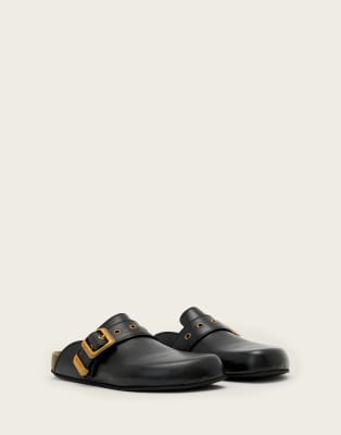 AllSaints - Staffa - Mules en cuir à boucle - Noir