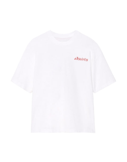 AllSaints Stanza Kurzarmshirt mit Rundhalsausschnitt in Optikweiß, 2 von 6