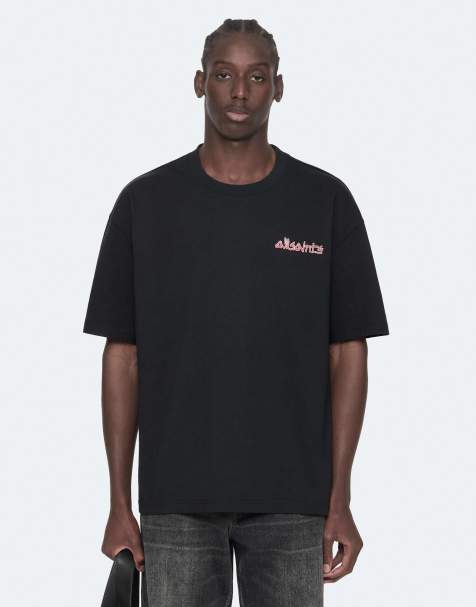 AllSaints Stanza Kurzarmshirt mit Rundhalsausschnitt in verwaschenem Schwarz - view 1