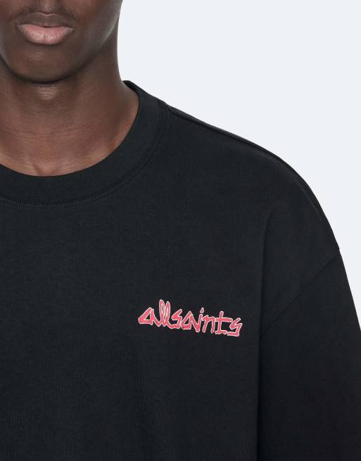 AllSaints Stanza Kurzarmshirt mit Rundhalsausschnitt in verwaschenem Schwarz, 5 von 6
