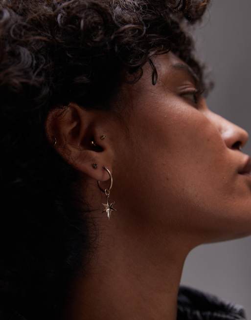 AllSaints star pendent earrings in gold, 4 of 4