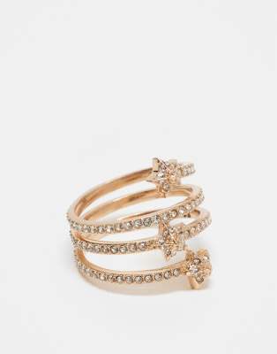 AllSaints star wrap ring in gold