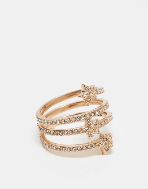 AllSaints star wrap ring in gold