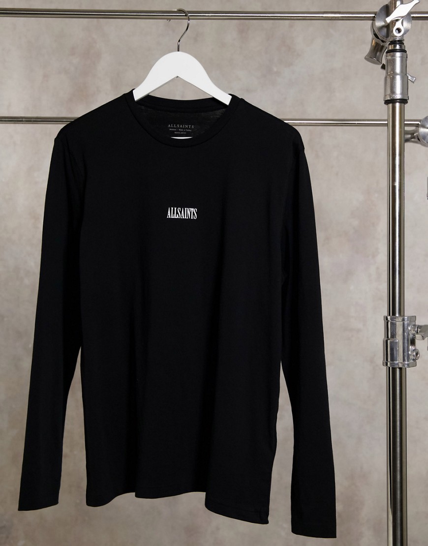 AllSaints - State - Sweater met ronde hals en klein logo in zwart