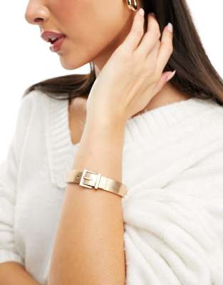 AllSaints AllSaints statement buckle bangle in gold