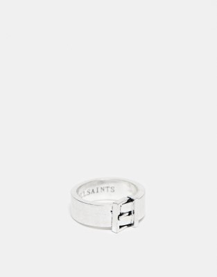 AllSaints statement buckle ring in silver | ASOS