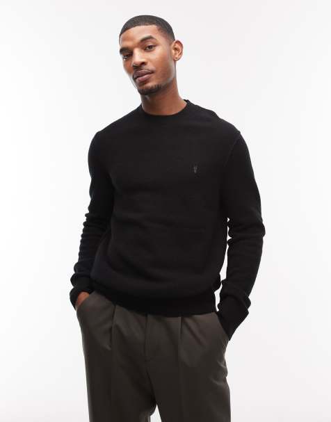 AllSaints Statten crew neck logo jumper in black - view 1