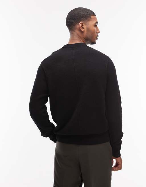 AllSaints Statten crew neck logo jumper in black, 3 of 5