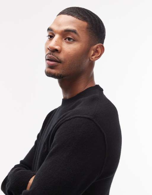 AllSaints Statten crew neck logo jumper in black, 4 of 5