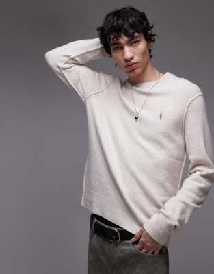 Allsaints Statten Ramskull Wool Blend Sweater In Black