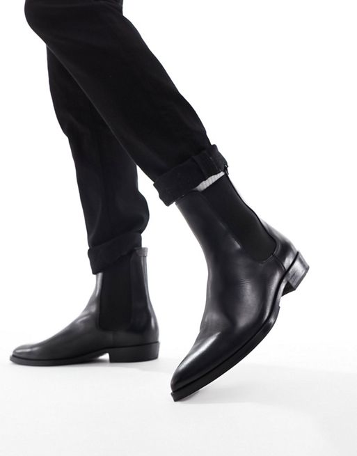 AllSaints Steam leather boots in black | ASOS