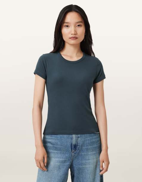 AllSaints – Stevie – T-Shirt in dunklem Schieferblau - view 1