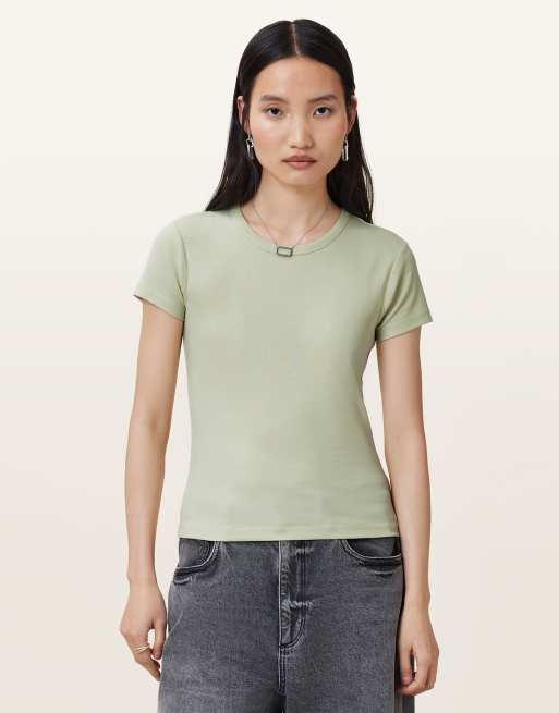 AllSaints – Stevie – T-Shirt in Jadegrün