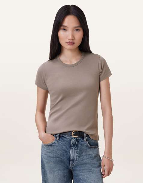 AllSaints – Stevie – T-Shirt in Kiefernrindenbraun - view 1