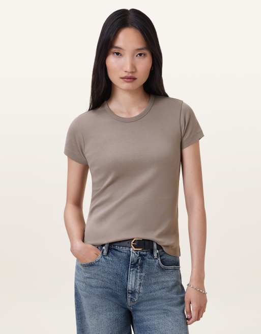 AllSaints – Stevie – T-Shirt in Kiefernrindenbraun