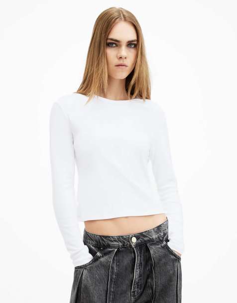 AllSaints - Stevie - T-shirt met lange mouwen in optisch wit - view 1