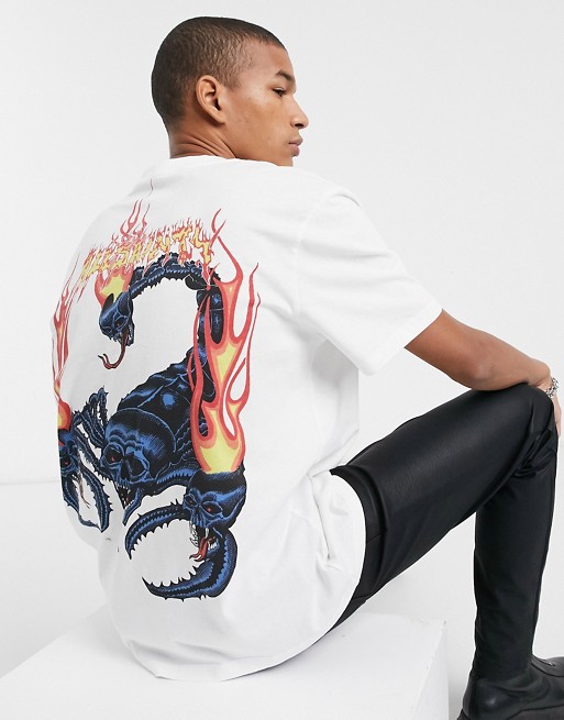 AllSaints Stinger scorpion graphic t-shirt with back print in white