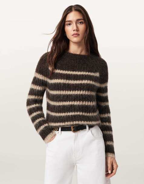 AllSaints – Stockholm – Pullover in Flaschenbraun/Gerste - view 1