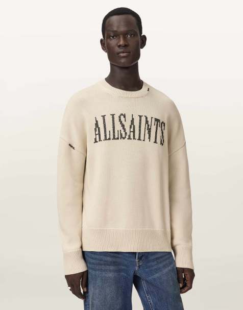 AllSaints - Sudadera blanco crudo con cuello redondo Crossed - view 1