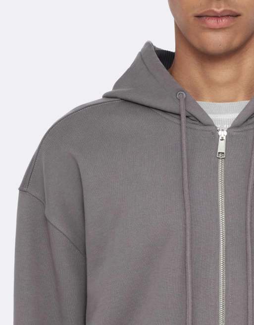 AllSaints - Sudadera con capucha y cremallera Raphy en gris fósil, 3 de 7