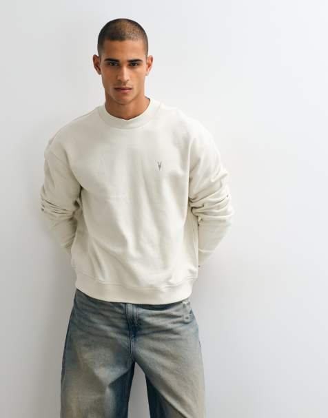 AllSaints - sudadera crew con logo Asher en blanco roto - view 1