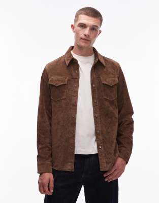 Allsaints Sully Suede Shirt In Brown