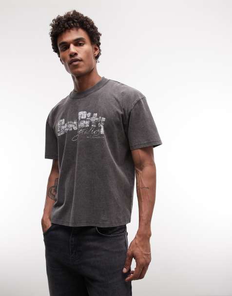 AllSaints - Sun City - T-shirt a maniche corte nero slavato con grafica del logo - view 1
