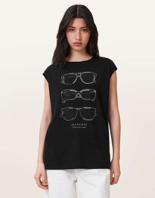 AllSaints – Sunnies Brooke – Tanktop in Schwarz