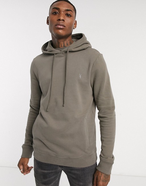 AllSaints super soft hoodie with front pockets in warm grey