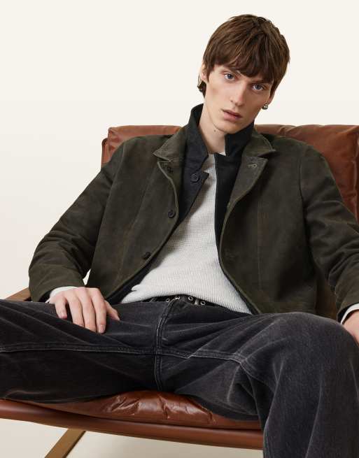 Lederblazer Braun Blazer Damen Lederoptik Large Leather Blazer