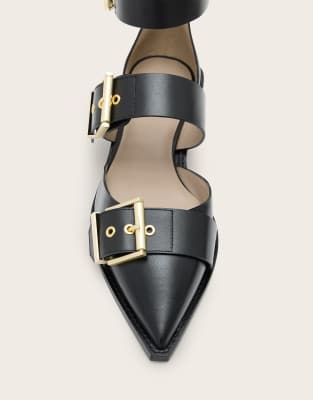 Allsaints Sutton Chunky Buckle Strap Shoes In Black