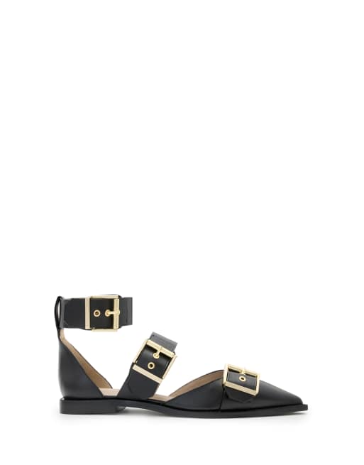 AllSaints - Sutton - Scarpe nere con fascette spesse e fibbie, 4 di 4
