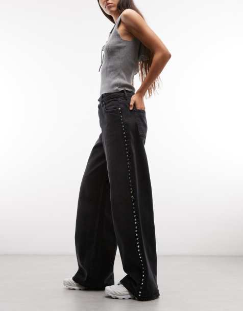 AllSaints Sway Co-ord Jeans mit Nietenverzierung in verwaschenem Schwarz - view 1