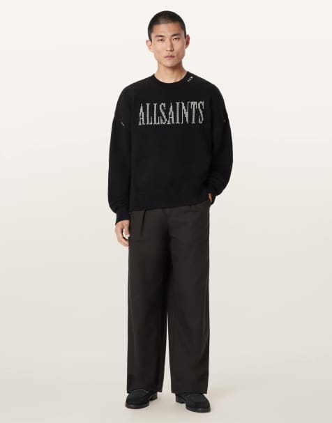 AllSaints sweat à col rond croisé noir - view 1