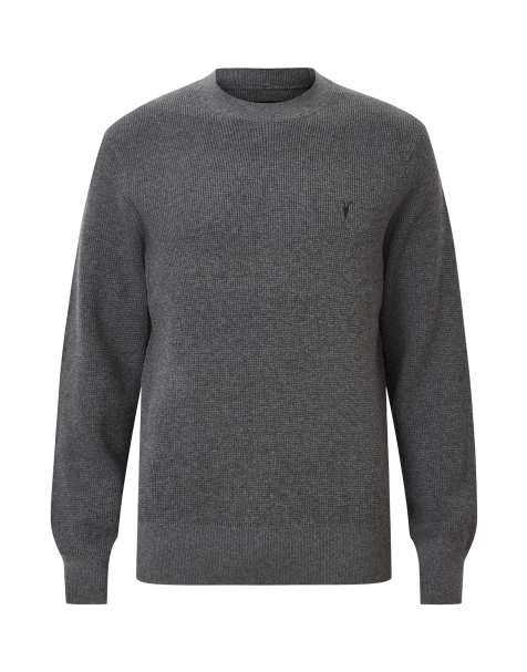 AllSaints – Sweatshirt in Monument-Grau mit Waffelstruktur - view 1