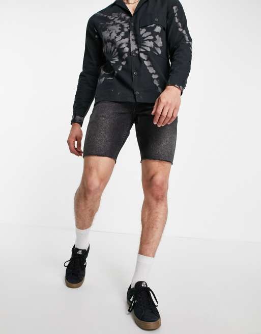 AllSaints - Switch - Denimshorts i vasket sort