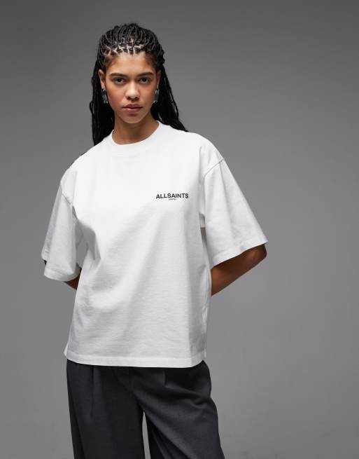 AllSaints – Swoop Amelie – Biały T-shirt z grafiką na plecach, 2 z 4
