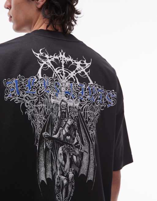 AllSaints - Swords - Forvasket sort T-shirt med grafik, 5 af 5