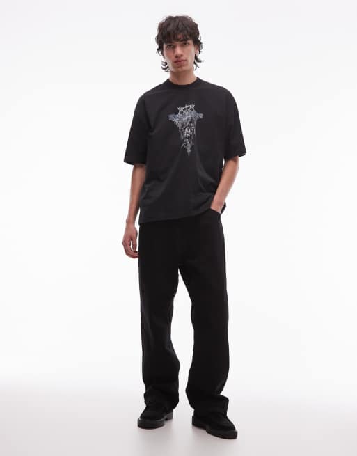 Allsaints swords graphic t-shirt in washed black, 2 of 5