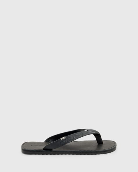AllSaints Sydney leather thong sandals in black - view 1