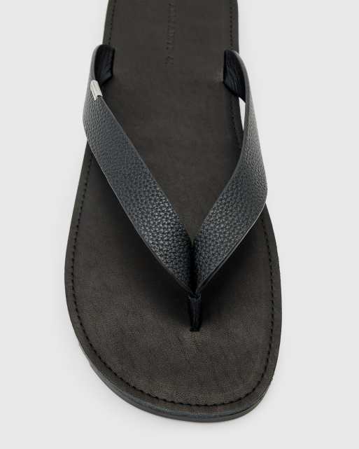 AllSaints Sydney leather thong sandals in black, 3 of 4