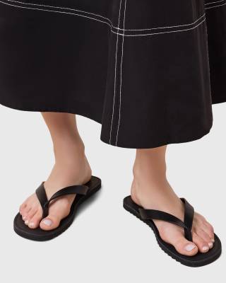 Allsaints Leather Sydney Flip Flops In Black