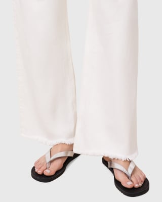 Allsaints Sydney Leather Thong Sandals In Silver