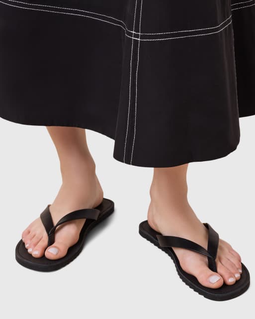 AllSaints - Sydney - Sandali infradito neri in pelle, 2 di 4