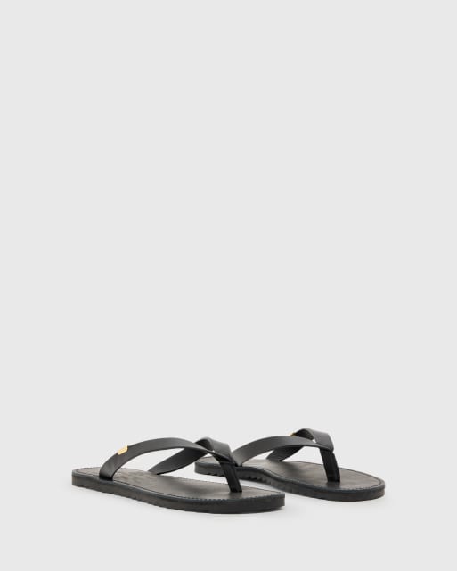 AllSaints - Sydney - Sandali infradito neri in pelle, 3 di 4