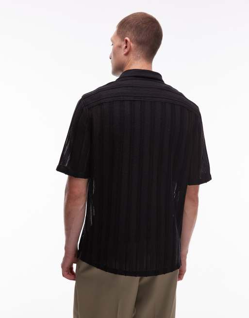 Allsaints – Sylvan – Prześwitująca czarna koszula w paski, 4 z 5