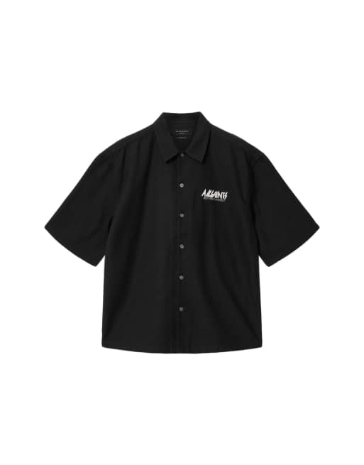 AllSaints - Synth - Camisa negro orca de manga corta, 5 de 6