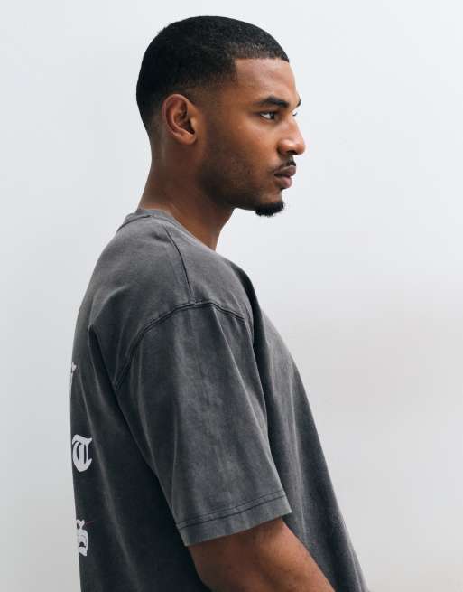 AllSaints T-shirt à logo graphique, manches courtes, avec imprimé au dos, noir délavé, 4 de 5