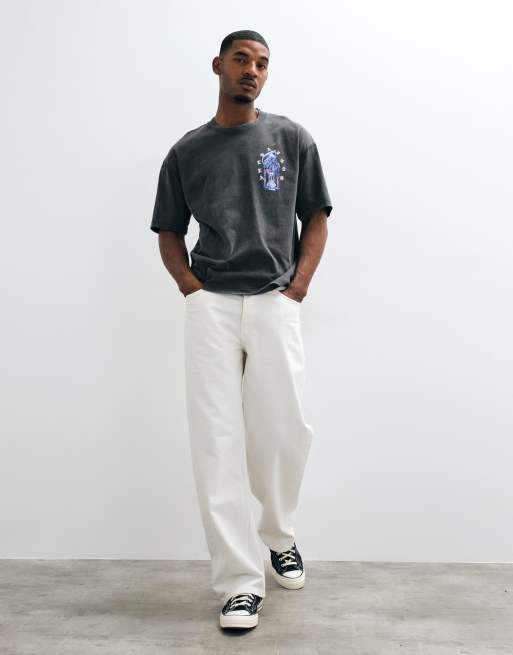 AllSaints T-shirt à logo graphique, manches courtes, avec imprimé au dos, noir délavé, 5 de 5