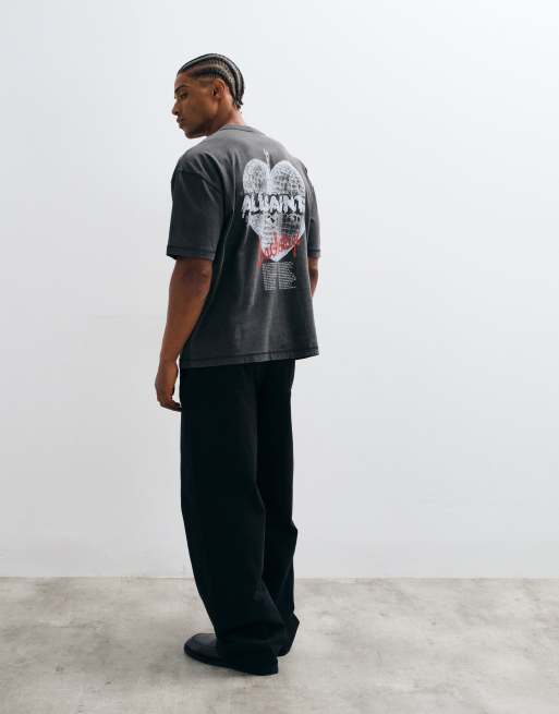AllSaints T-shirt à manches courtes avec logo graphique et imprimé au dos en noir délavé, 3 de 5